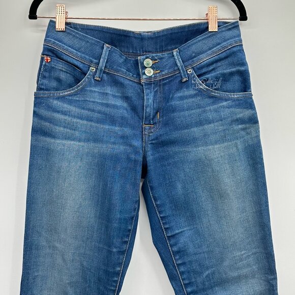Hudson Beth Baby Boot Dual Button Fly Back Flap Patch Pocket Jeans Size 30 - Picture 2 of 6
